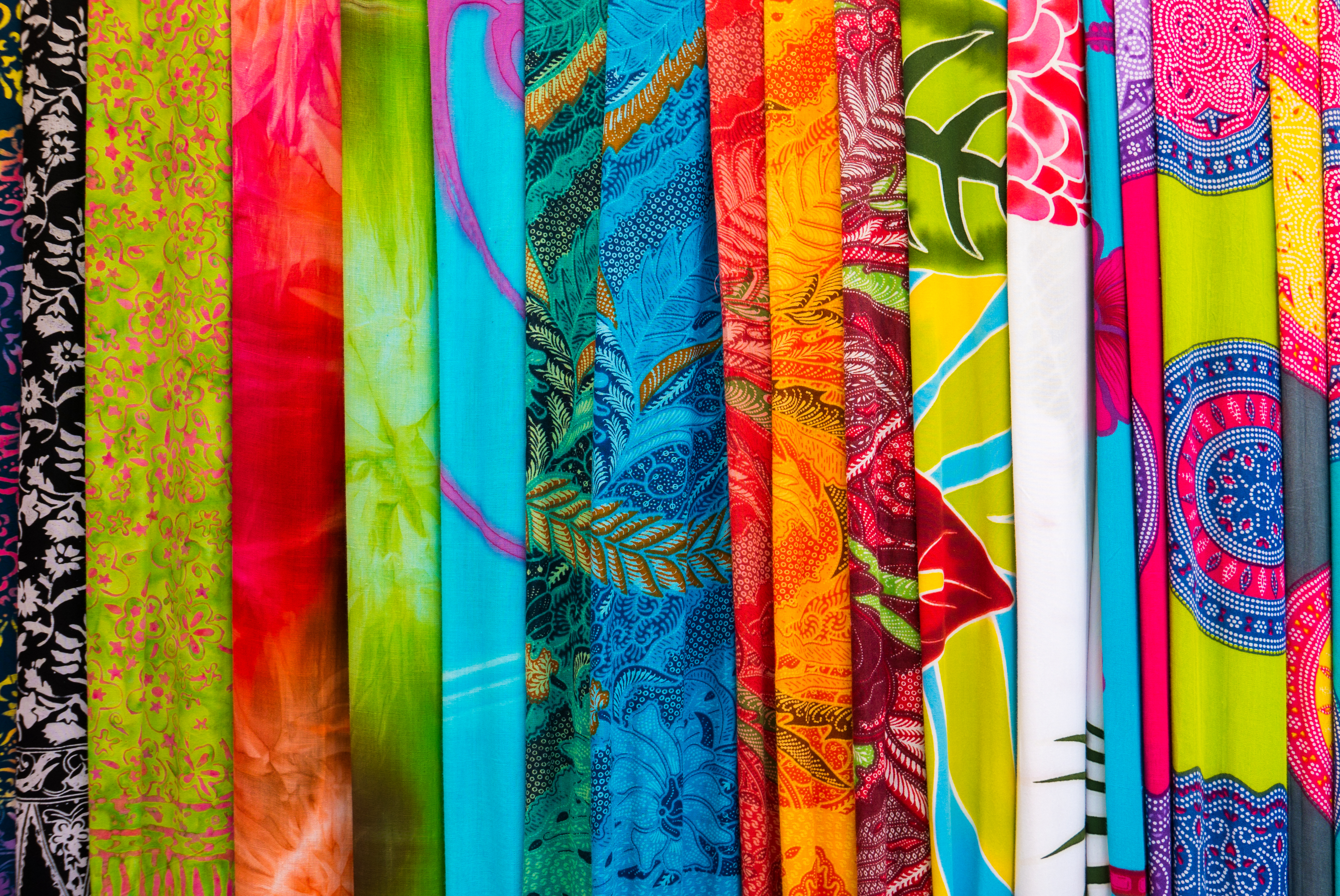 Assortment Of Colorful Sarongs For Sale At The Art And Craft Market Of Ubud On Bali Island,