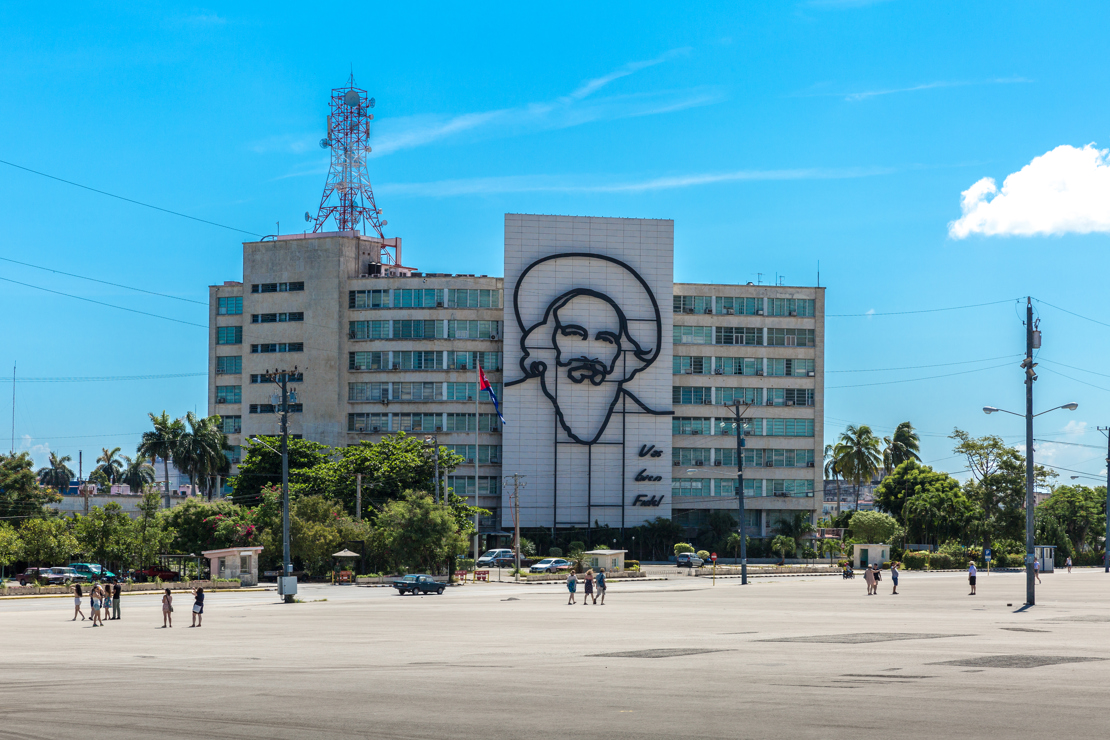 shutterstock_300024383 HAVANA, Building with Fidel Castro at La Plaza de la Revolucion.jpg