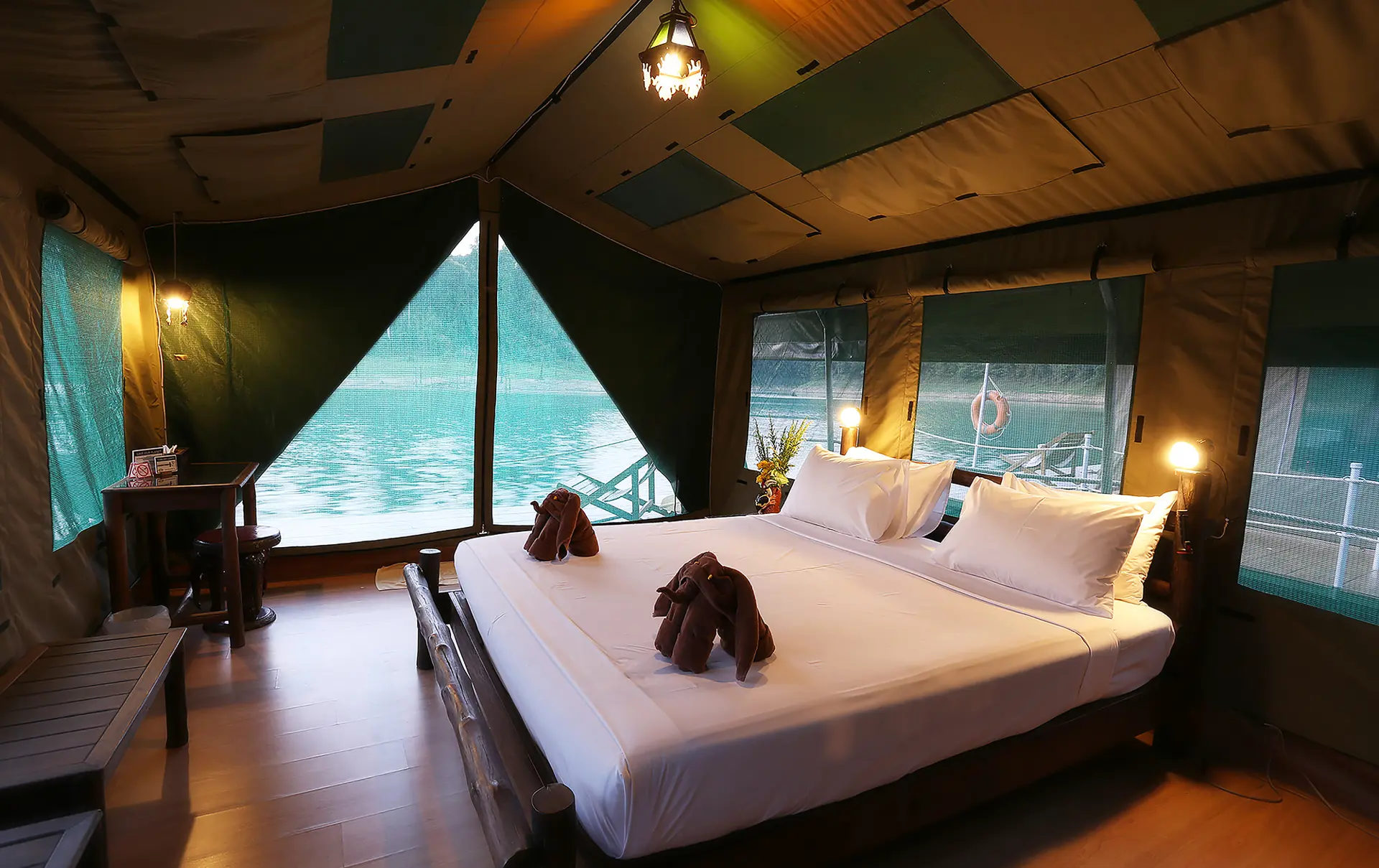 l9 Elephant Hills Luxury Tented floating Rainforest Camp Cheow Larn Lake Khao Sok National Park Thailand, Tent Interior.jpg