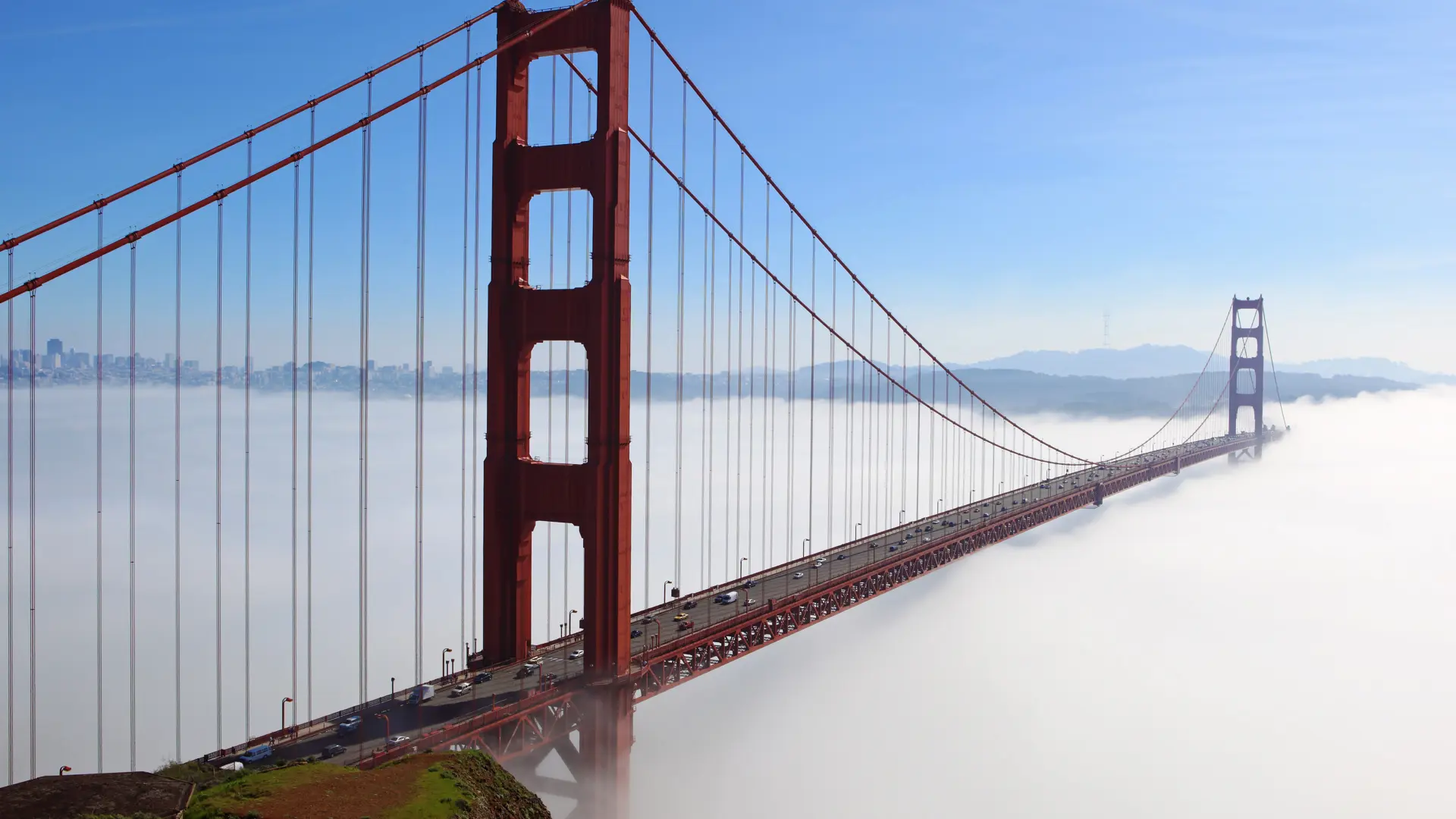 Golden Gate Bridge is shown in a fog San Francisco, California_54501346.jpg