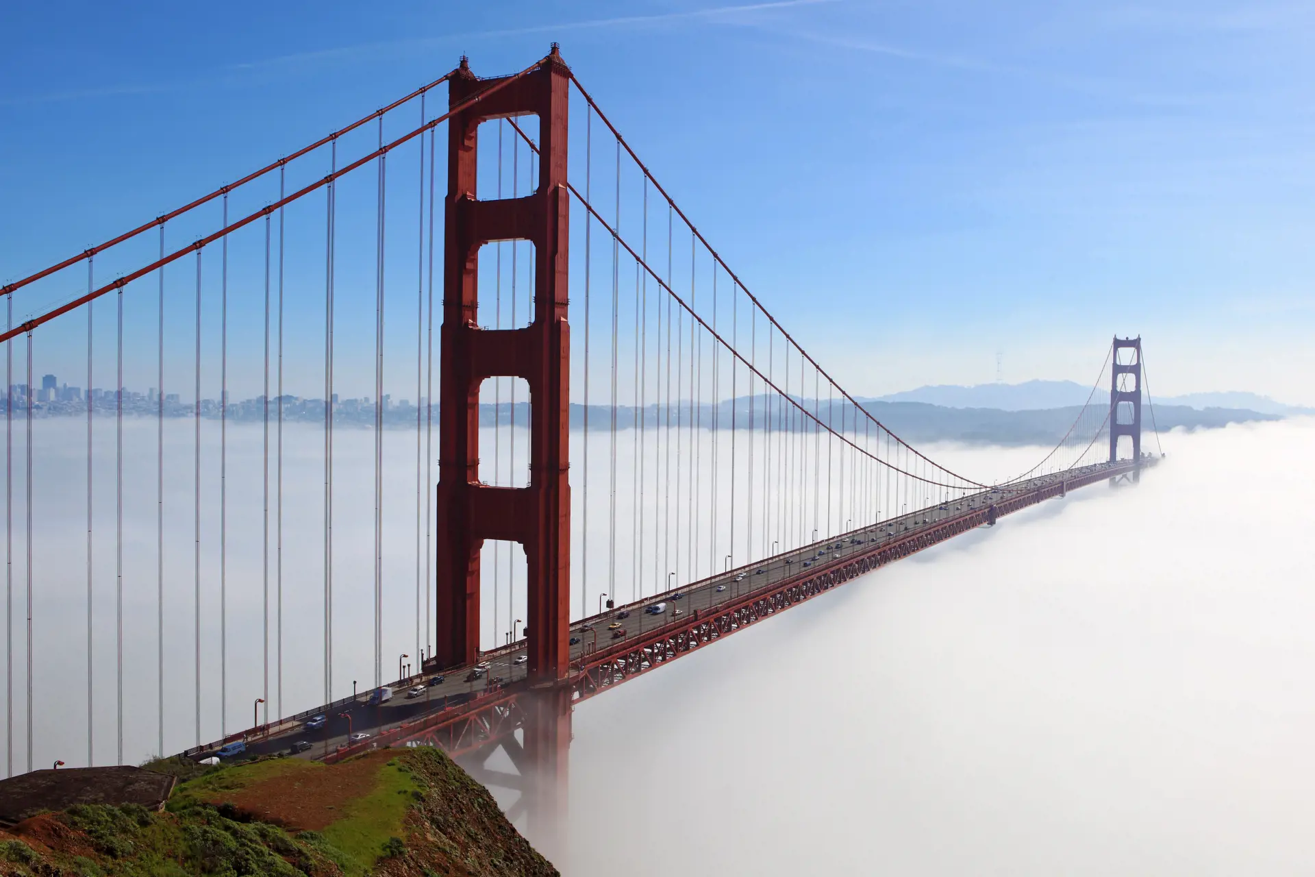 Golden Gate Bridge is shown in a fog San Francisco, California_54501346.jpg