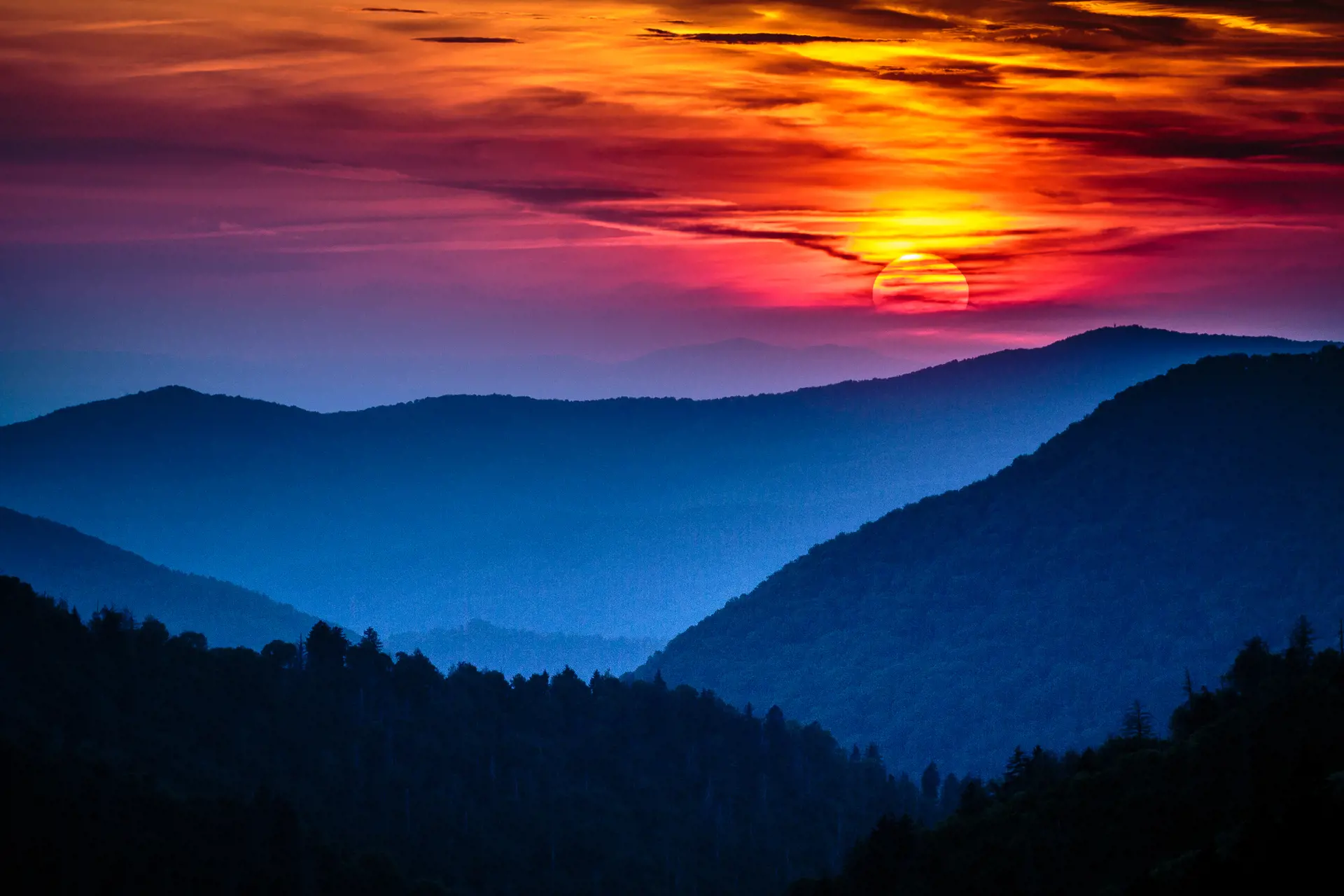 Great Smoky Mountains Solnedgang