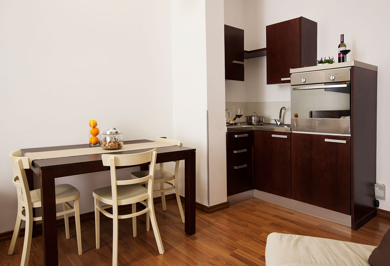 Lejligheden i Trapani har et mindre køkken