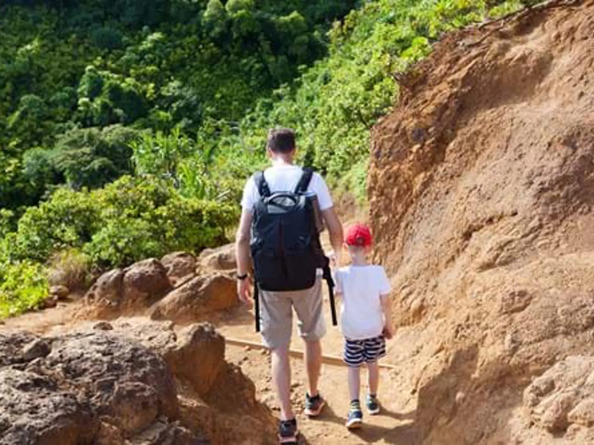 Shutterstock 297981008 Family Of Two Hiking Together The Kalalau Trail At Kauai Island Hawaii