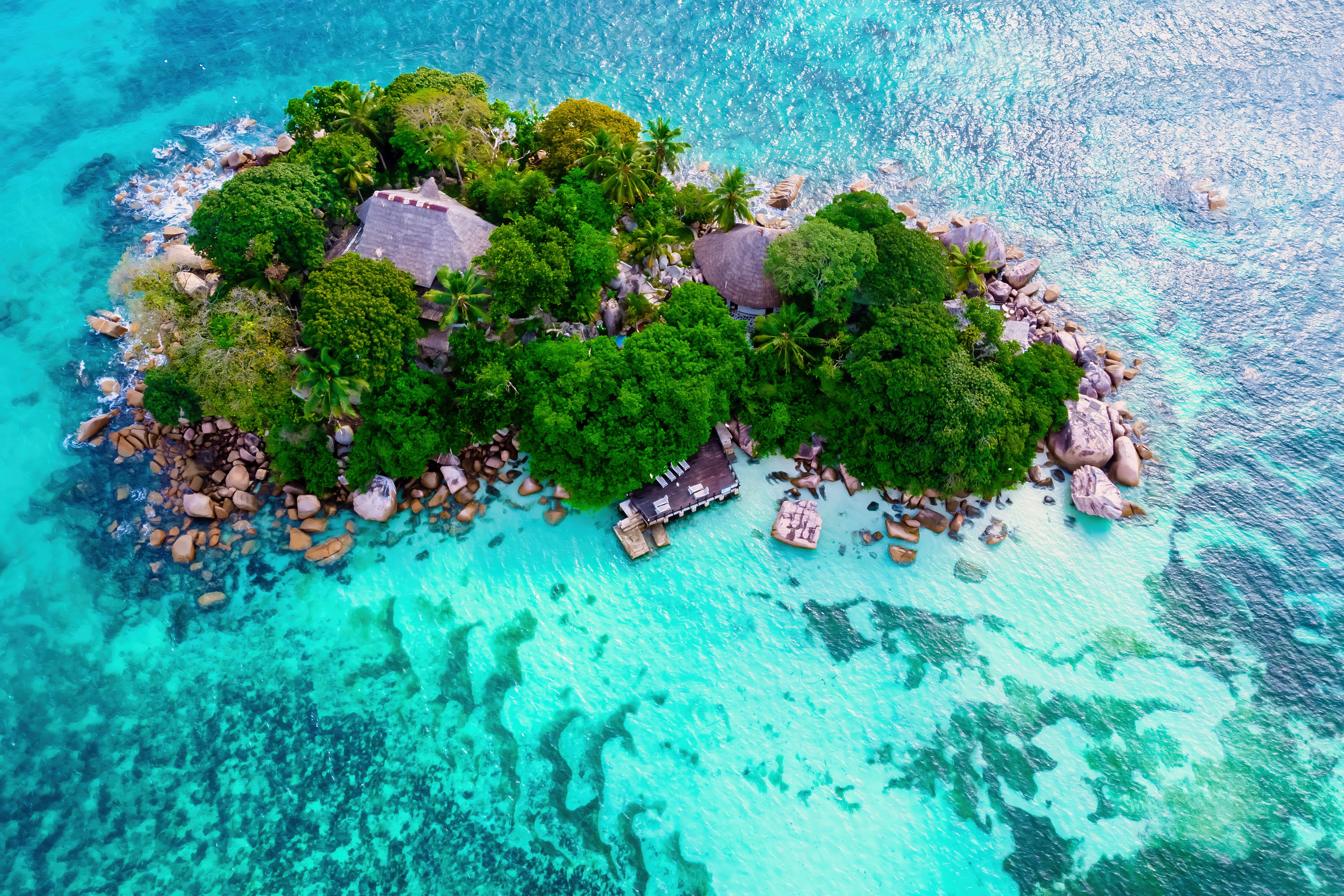 Shutterstock 2392677097 Drone View From Above At A Tropical Island In Seychelles. Anse Volbert Beach Praslin With Granite Boulders Rocks