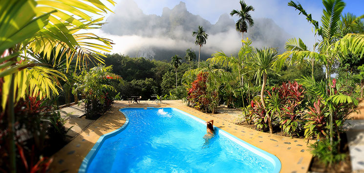 KHAO SOK - det kan blive særdeles varmt og fugtigt i junglen, så en dukkert i poolen kan være en fin afslutning på dagen, Check Point Travel