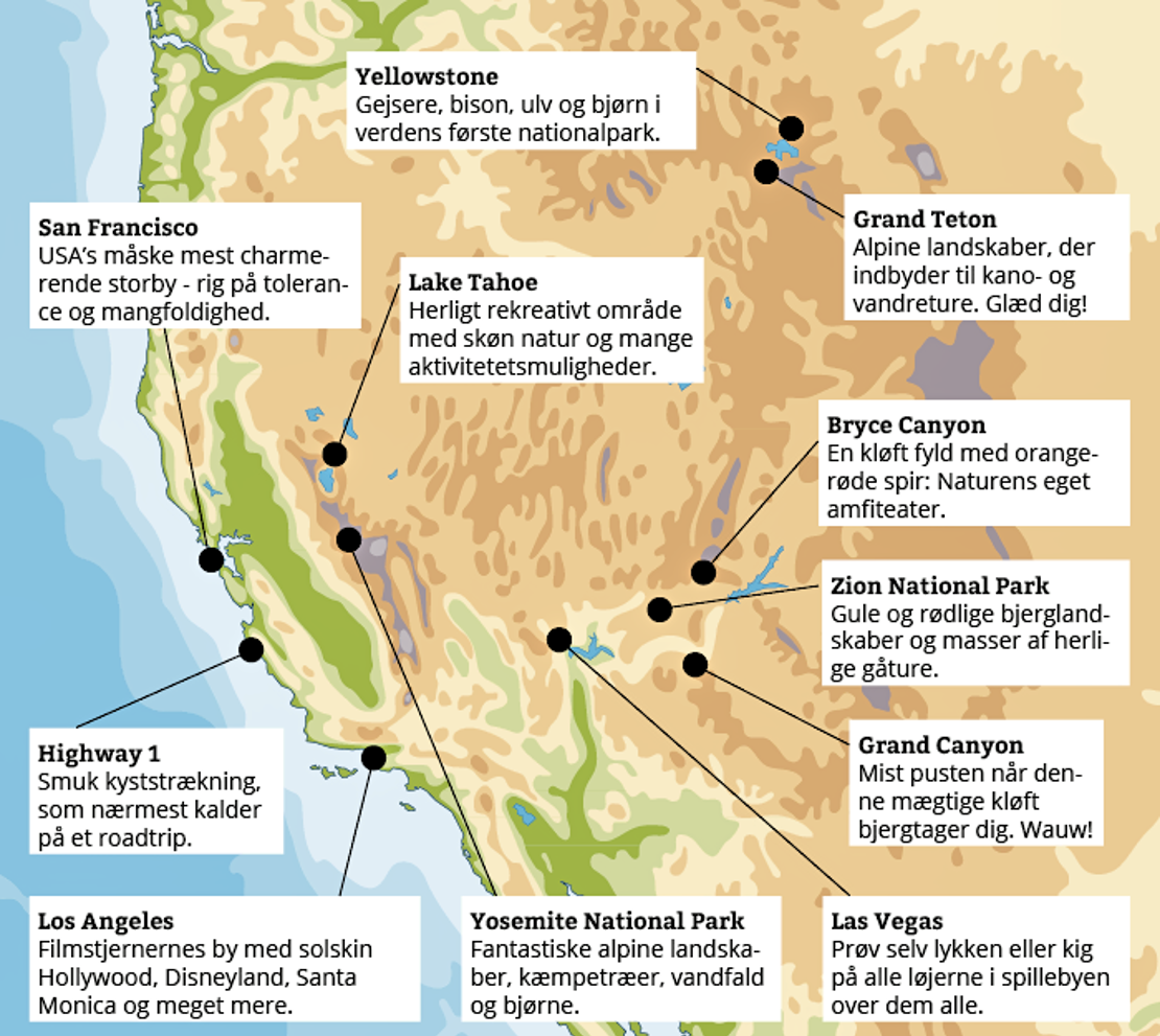 kort over usa vest Kort Over Californien Fa Overblik Over Californien Her kort over usa vest