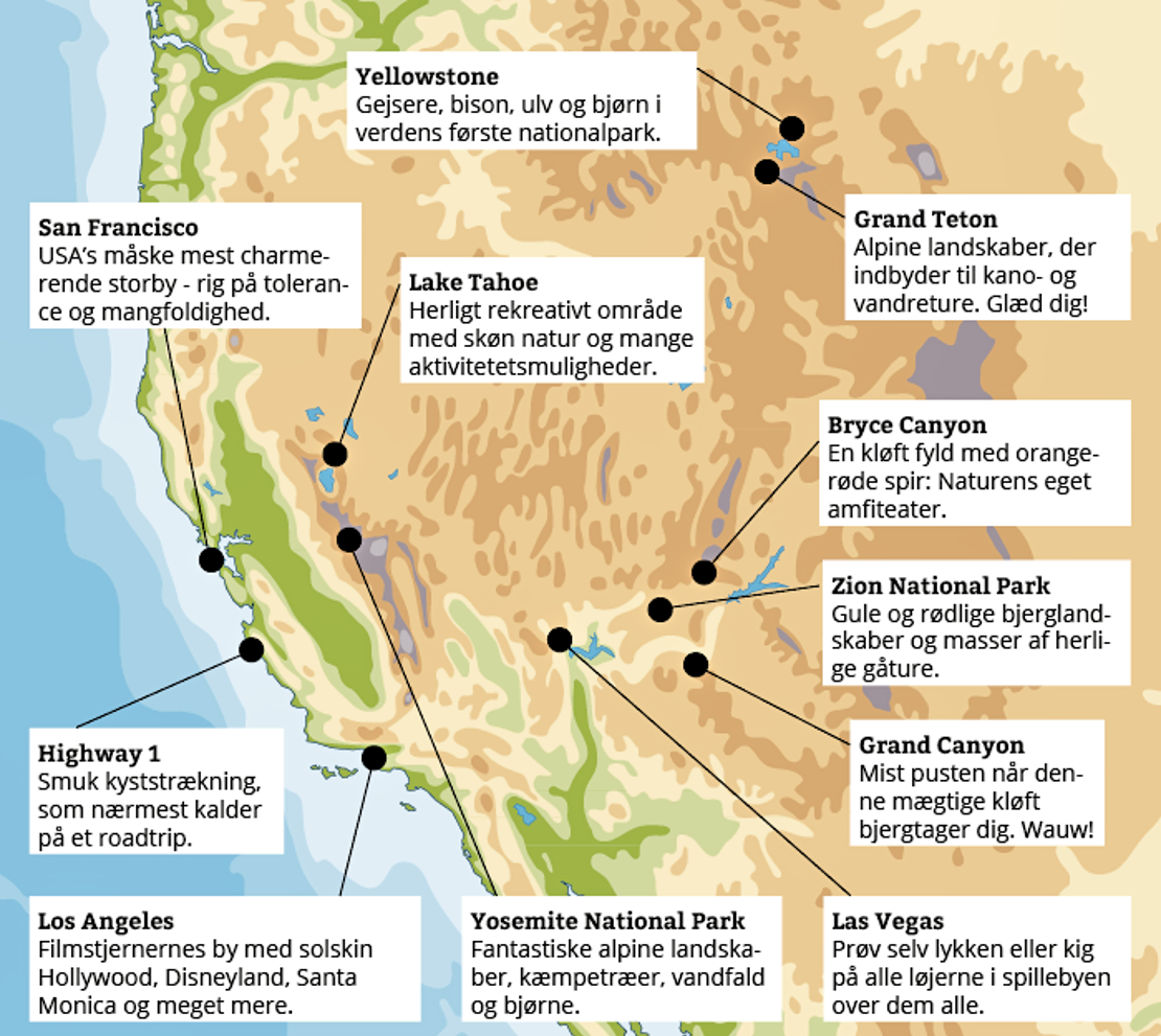 kort over vest usa Kort Over Californien Fa Overblik Over Californien Her kort over vest usa