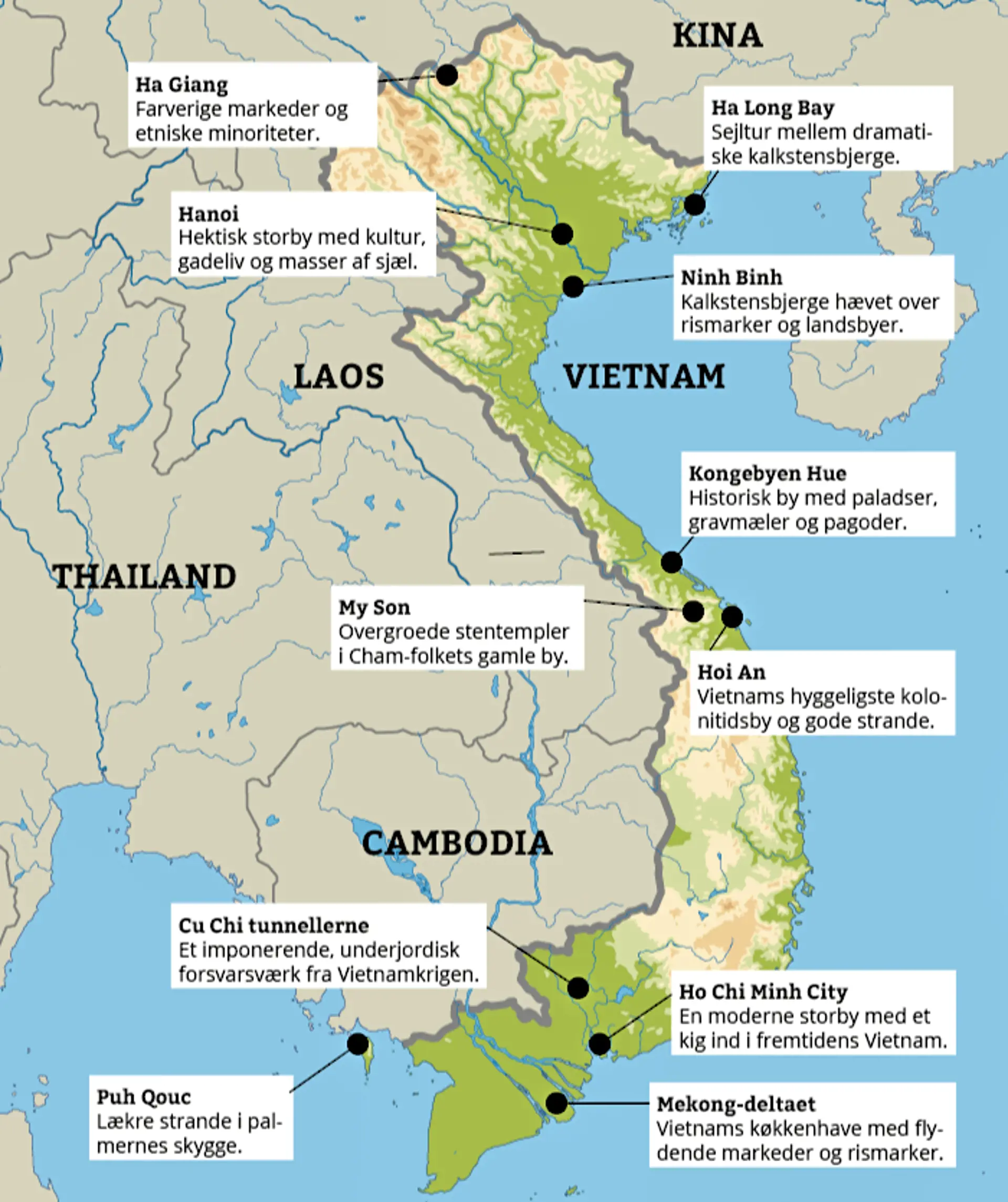 Kort over Vietnam