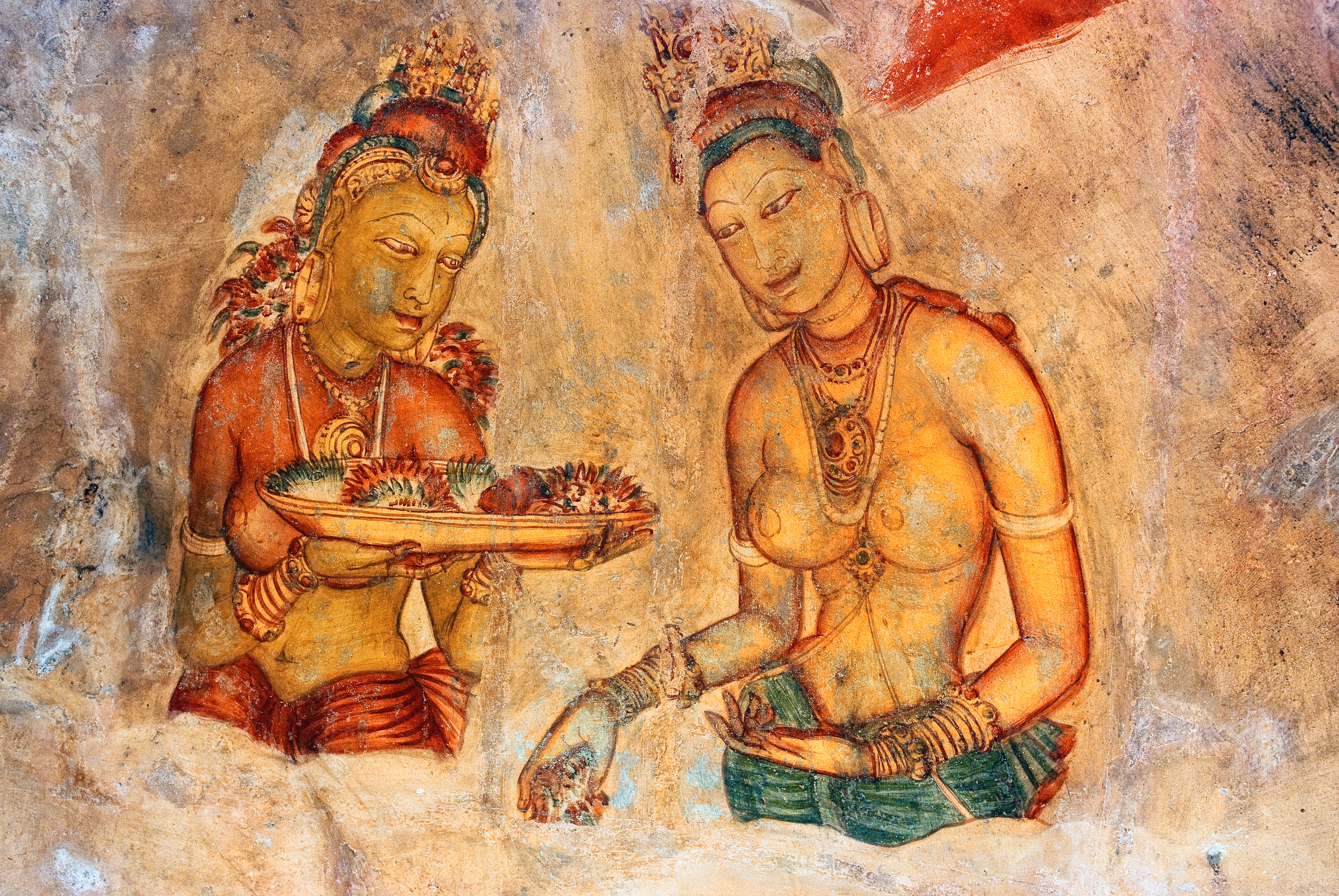 Two Sigiriya maiden with fruits_91881140.jpg