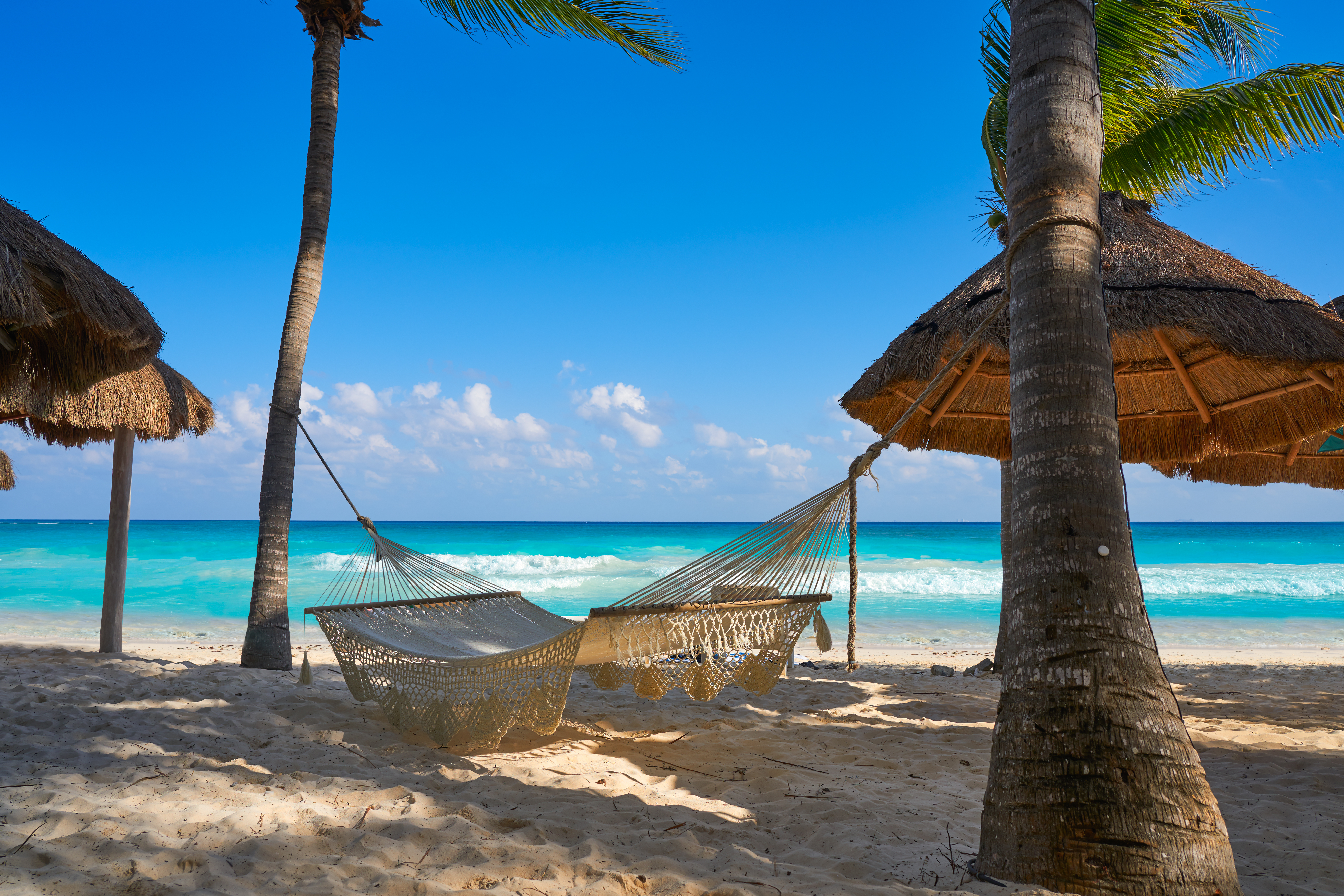 Shutterstock 740944774 Playa Del Carmen Beach Hammocks In Riviera Maya Caribbean At Mayan Mexico