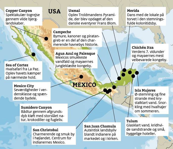 Mexico Kort Med Seværdigheder