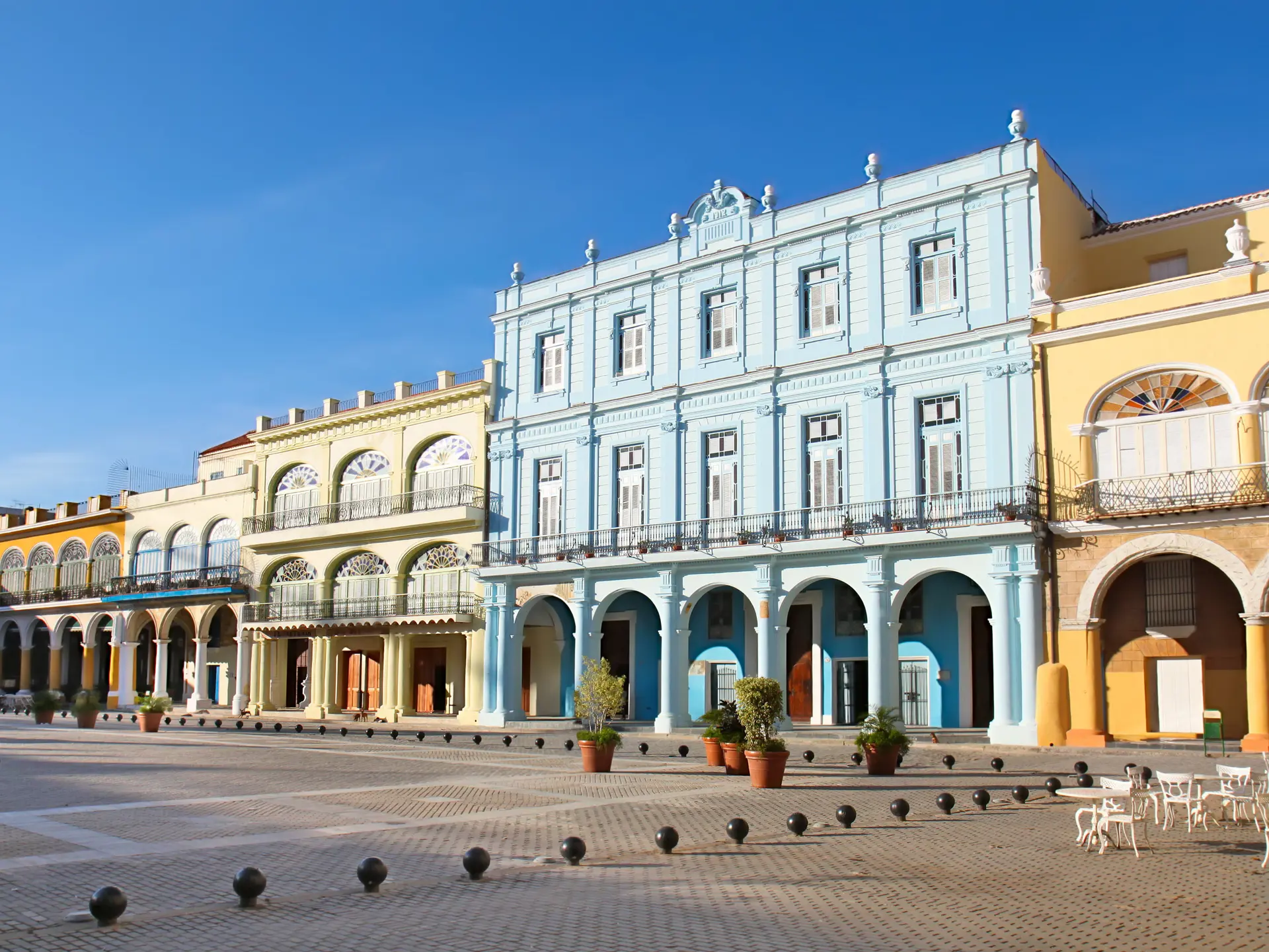 Old Havana Plaza Vieja With Colorful Tropical Buildings, Havana ,Cuba