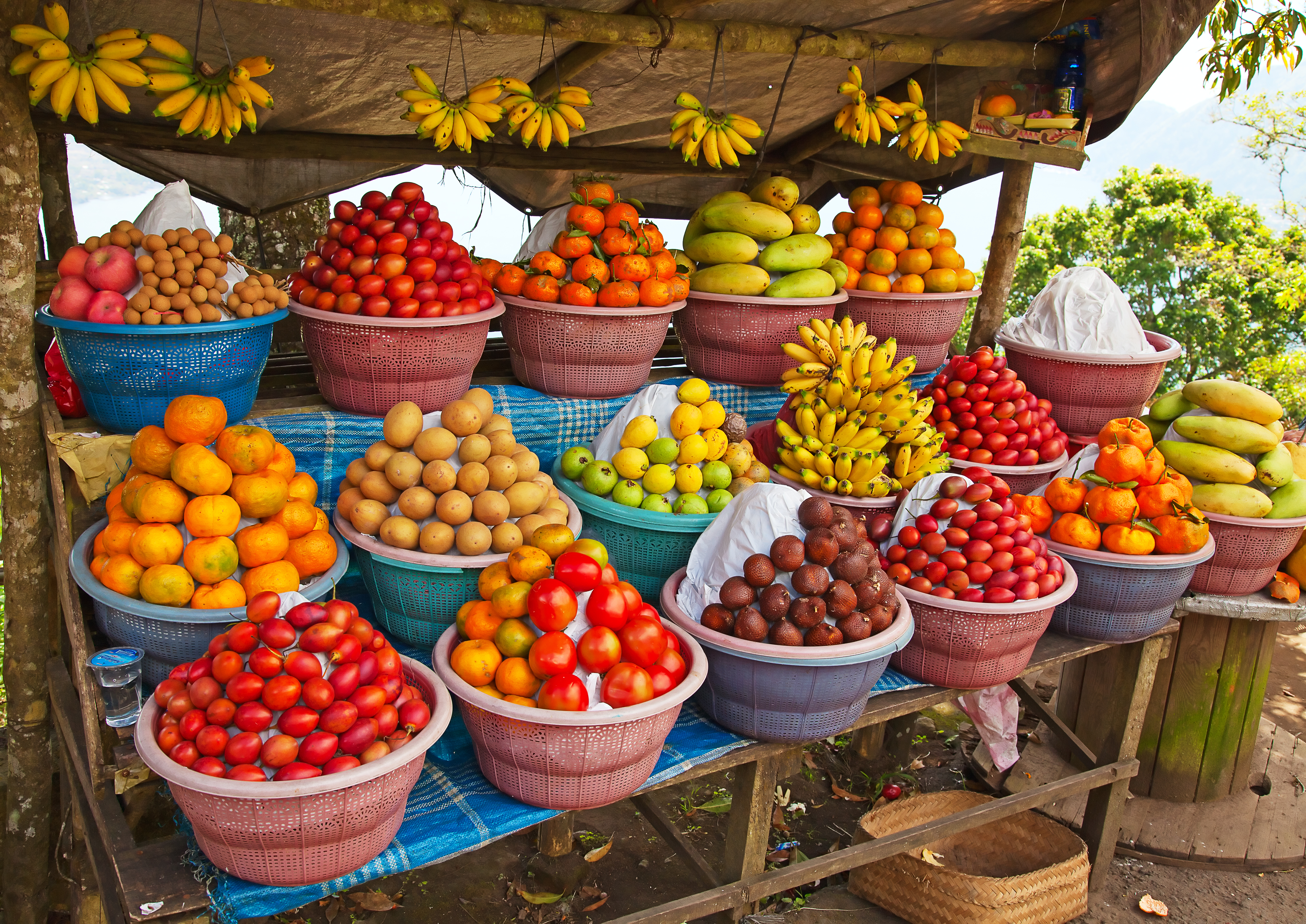 Open Air Fruit Market In The Indonesian Village
