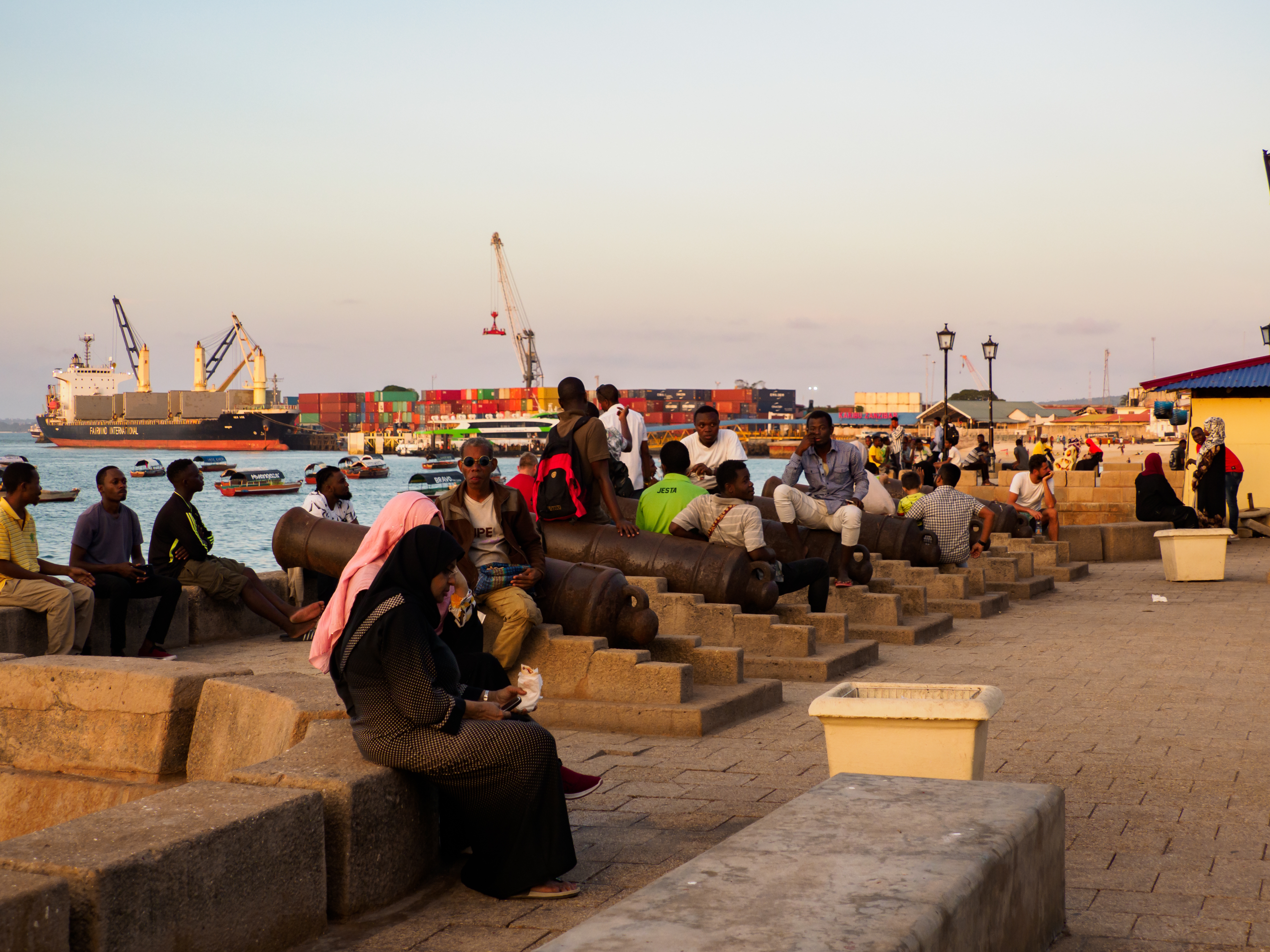 Shutterstock 2152126167 Stone Town, Zanzibar Jan, 2021 View Of The Port In Zanzibar With Big Ships Seen From The Forodhani Gardens. Forodhani Park, Tanzania. Africa