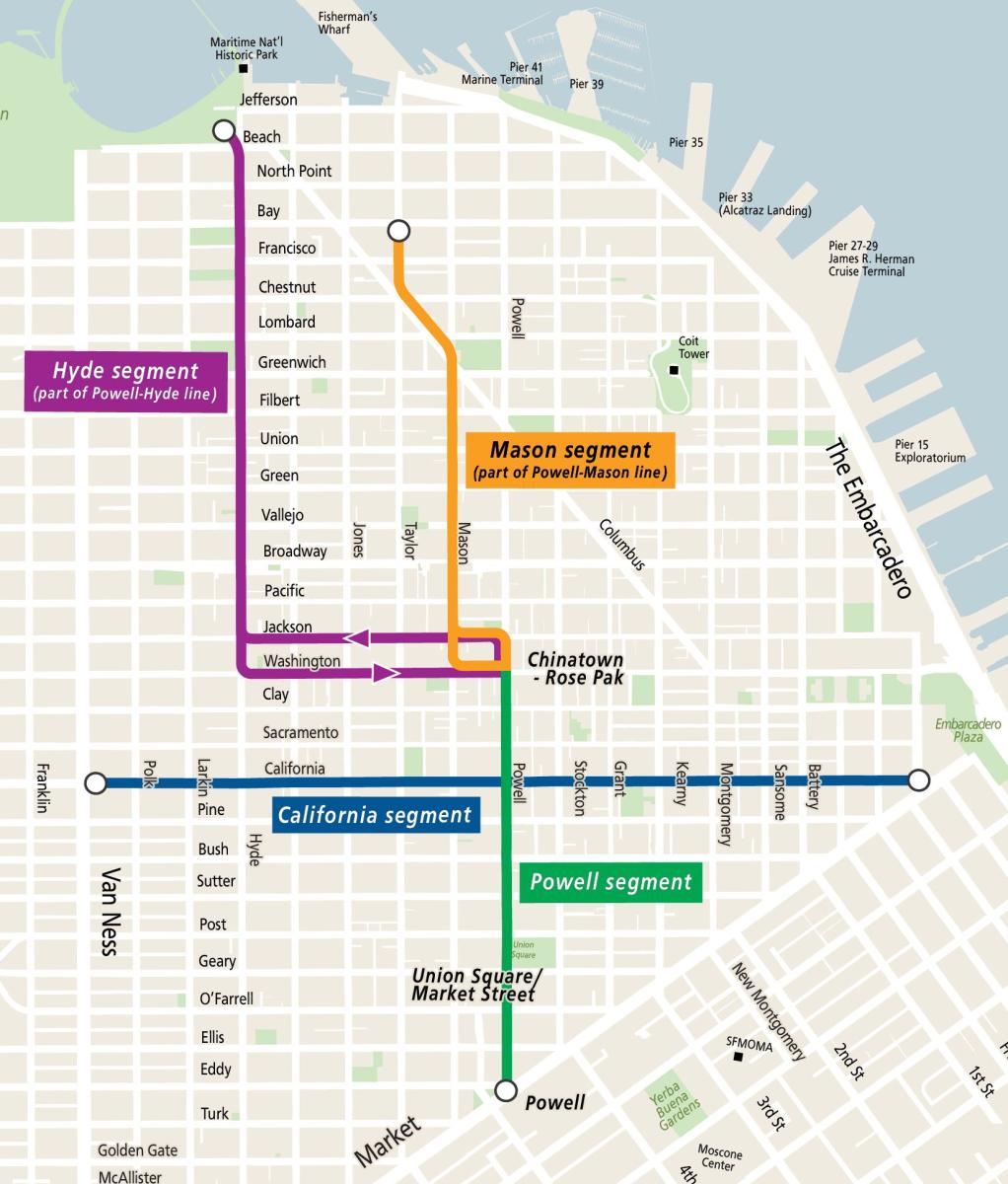 San Francisco Sportvogne Rutekort