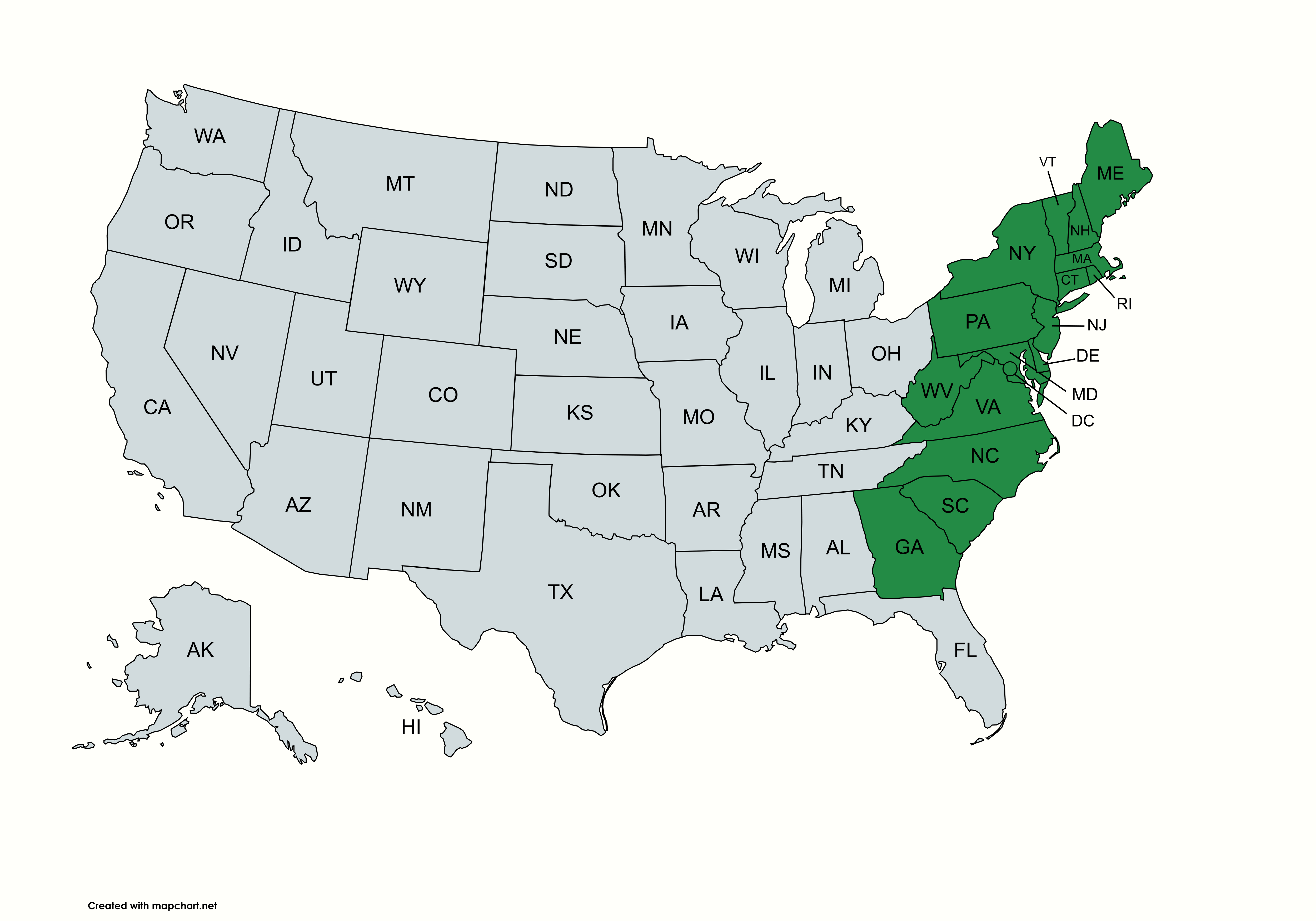 Det Østlige USA Uden Florida